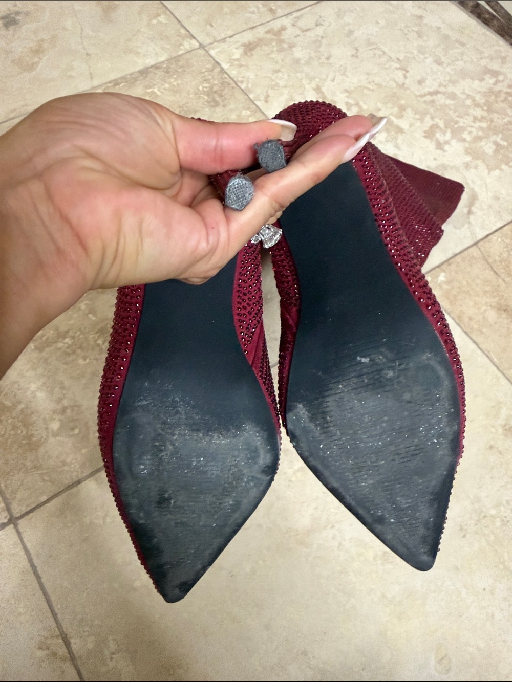 💕Red Rhinestone Pointed-Toe Stiletto Boots💕 - Picture 4 of 5